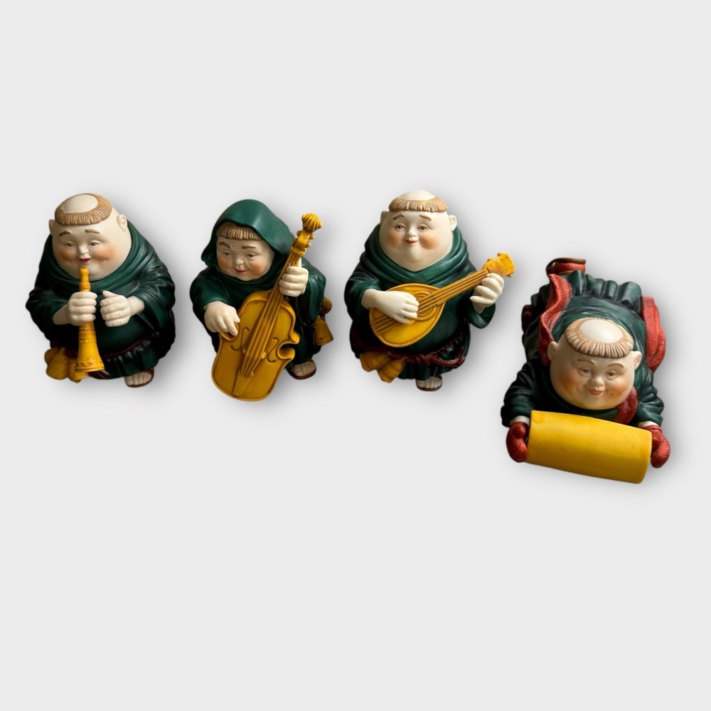 Department 56 Merry Makers Lot Of 4 Friar Monks Retired Vintage